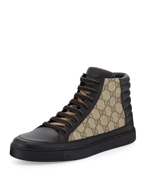 mens high top gucci black sneakers|gucci high top sneakers beige.